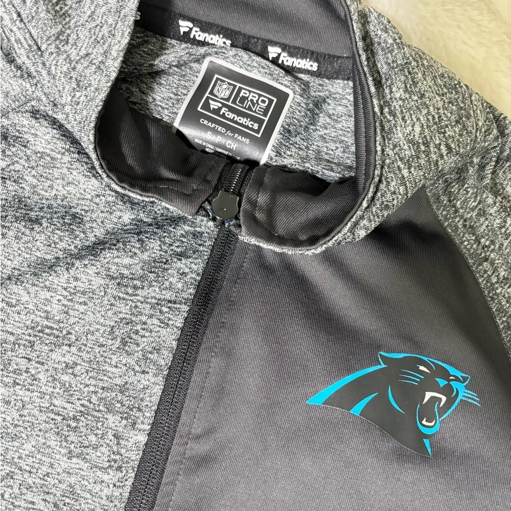 Fanatics Carolina Panthers Heather Gray and Black Quarter-Zip Pullover